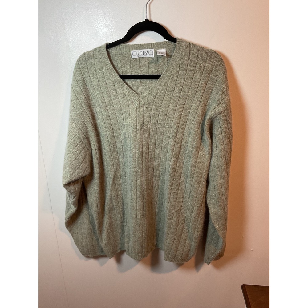 Ottimo 18 Via Roma Lambswool Rabbit V Neck Ribbed Sweater Large Women‎